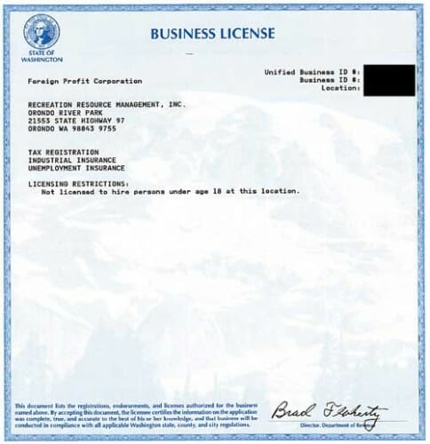 state of wa business license lookup